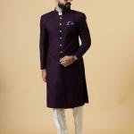 Classic Dark Purple Achkan for Men | Elegant Ethnic Wear | Jaipurio